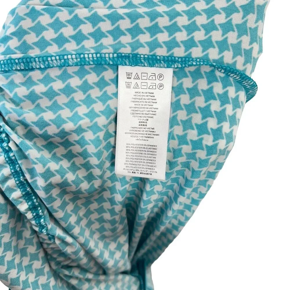 Michael Kors Teal White Houndstooth Print Sleeveless Jumpsuit Women's Size Large